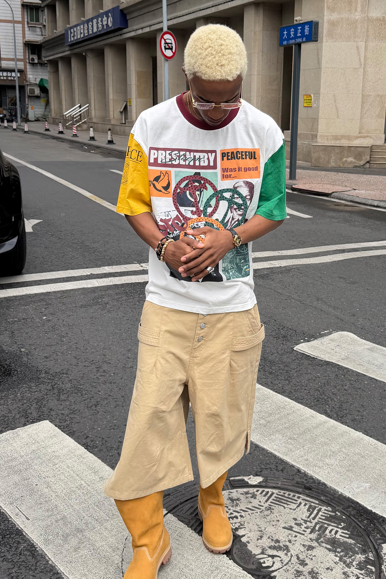STEEPC Contrast Diamond Graphic T-Shirt