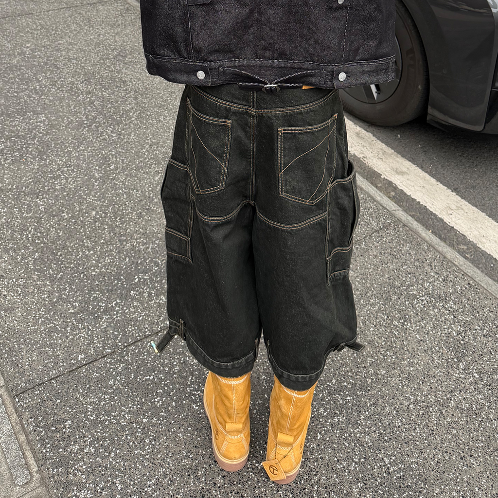 STEEPC Multi-Pocket Raw Denim Shorts