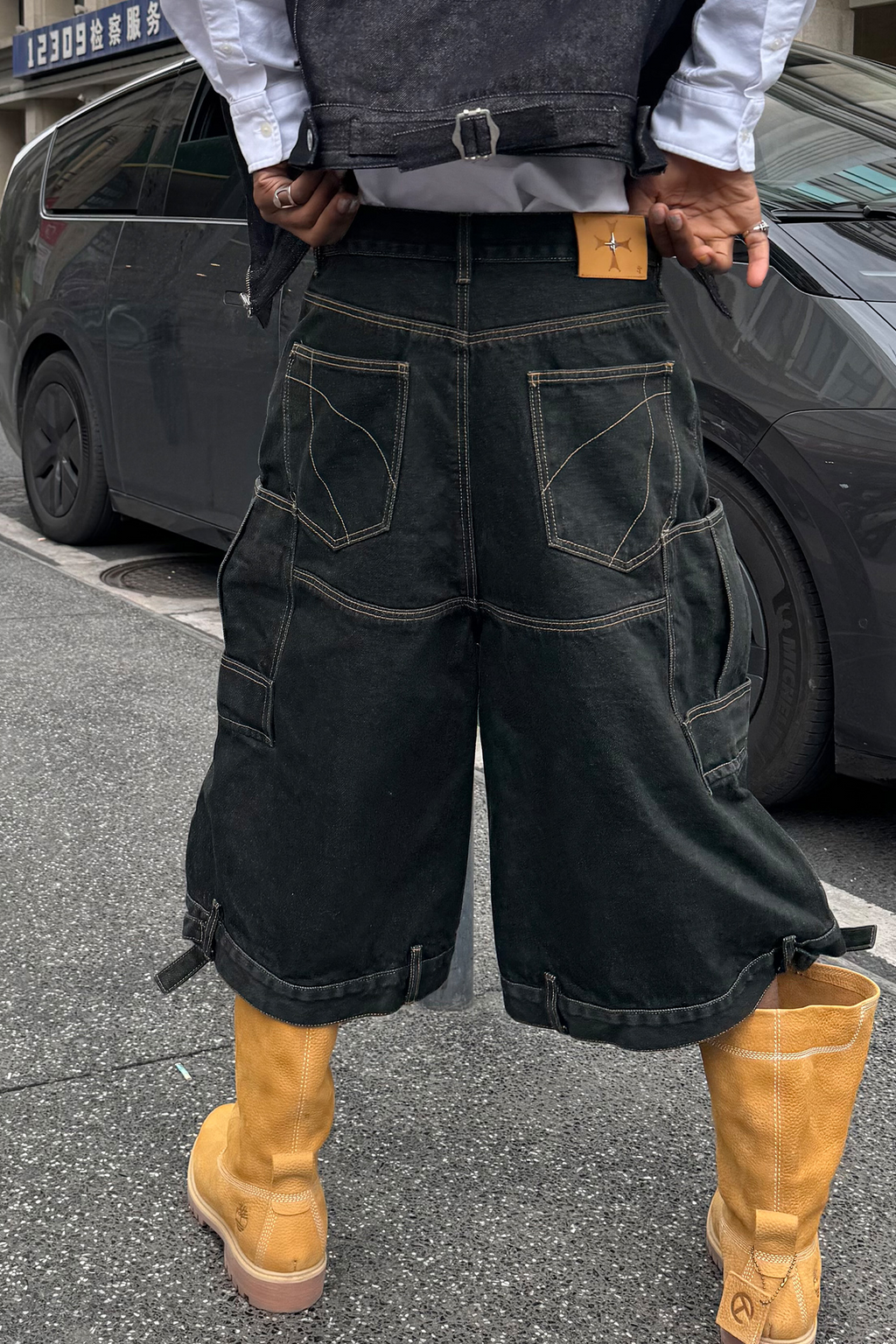 STEEPC Multi-Pocket Raw Denim Shorts
