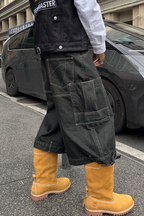 STEEPC Multi-Pocket Raw Denim Shorts