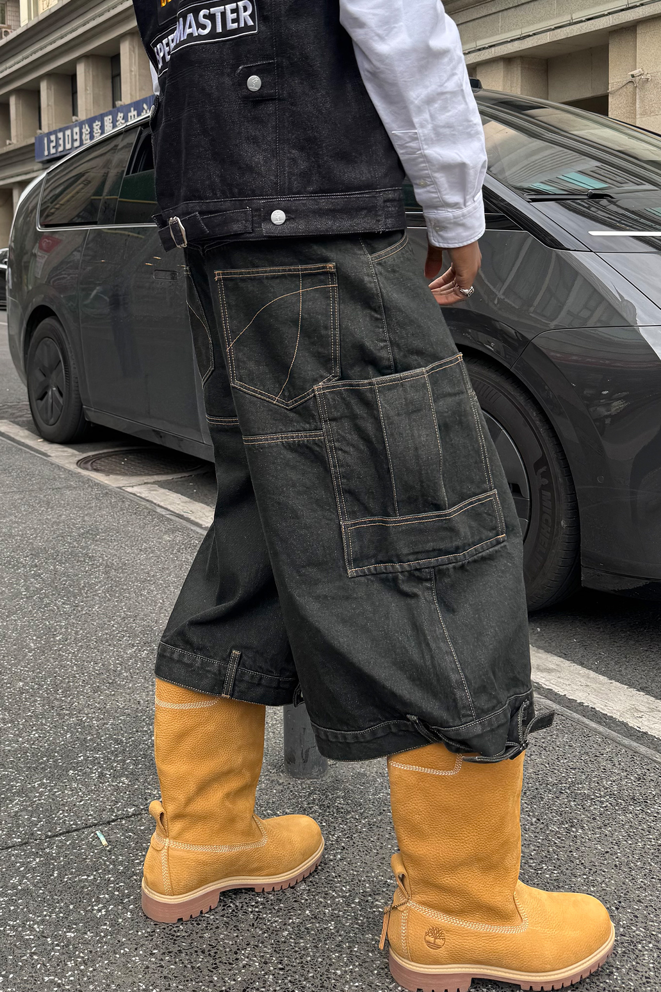 STEEPC Multi-Pocket Raw Denim Shorts