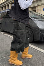 STEEPC Multi-Pocket Raw Denim Shorts