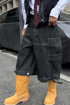 STEEPC Multi-Pocket Raw Denim Shorts