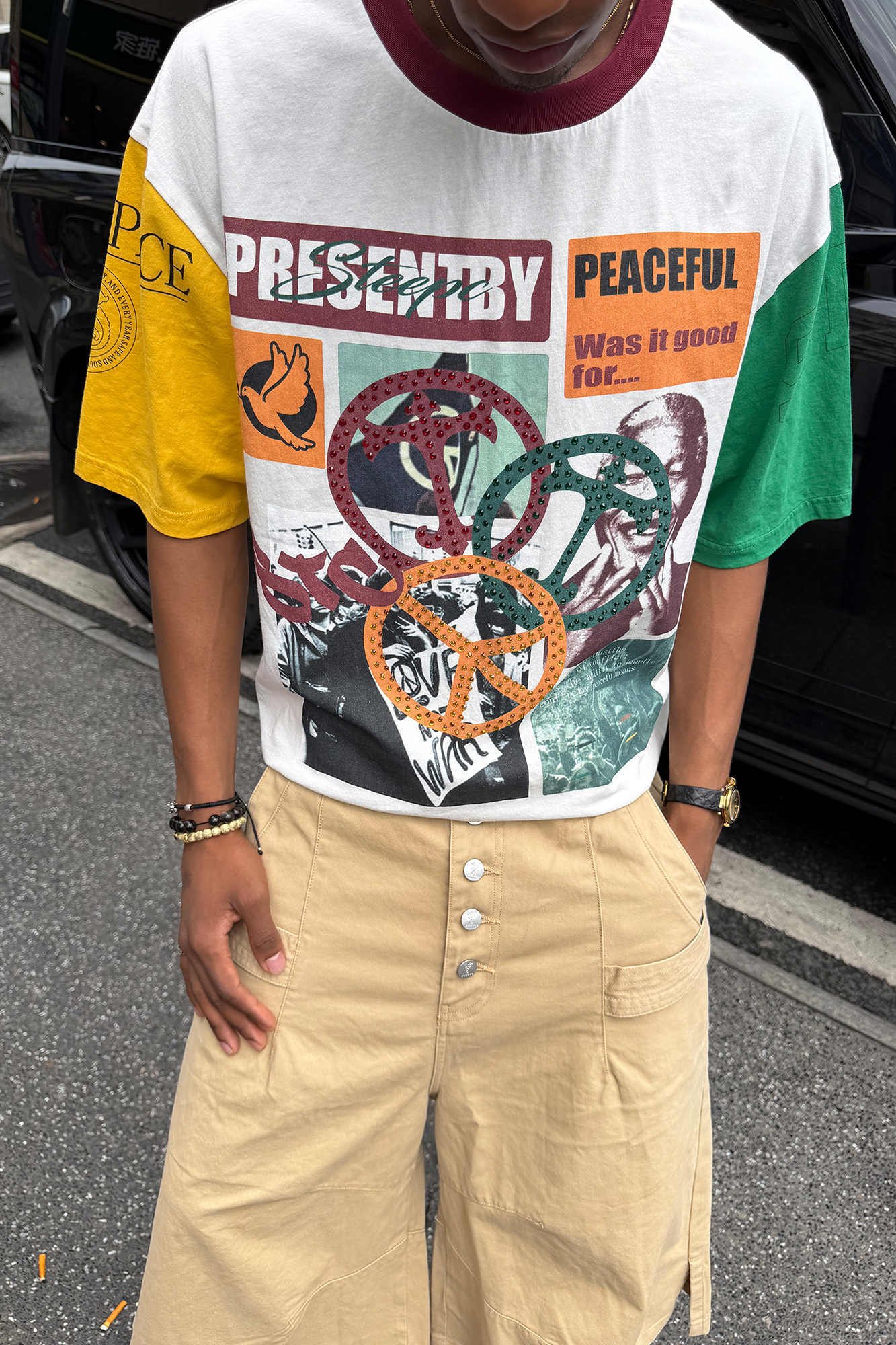 STEEPC Contrast Diamond Graphic T-Shirt