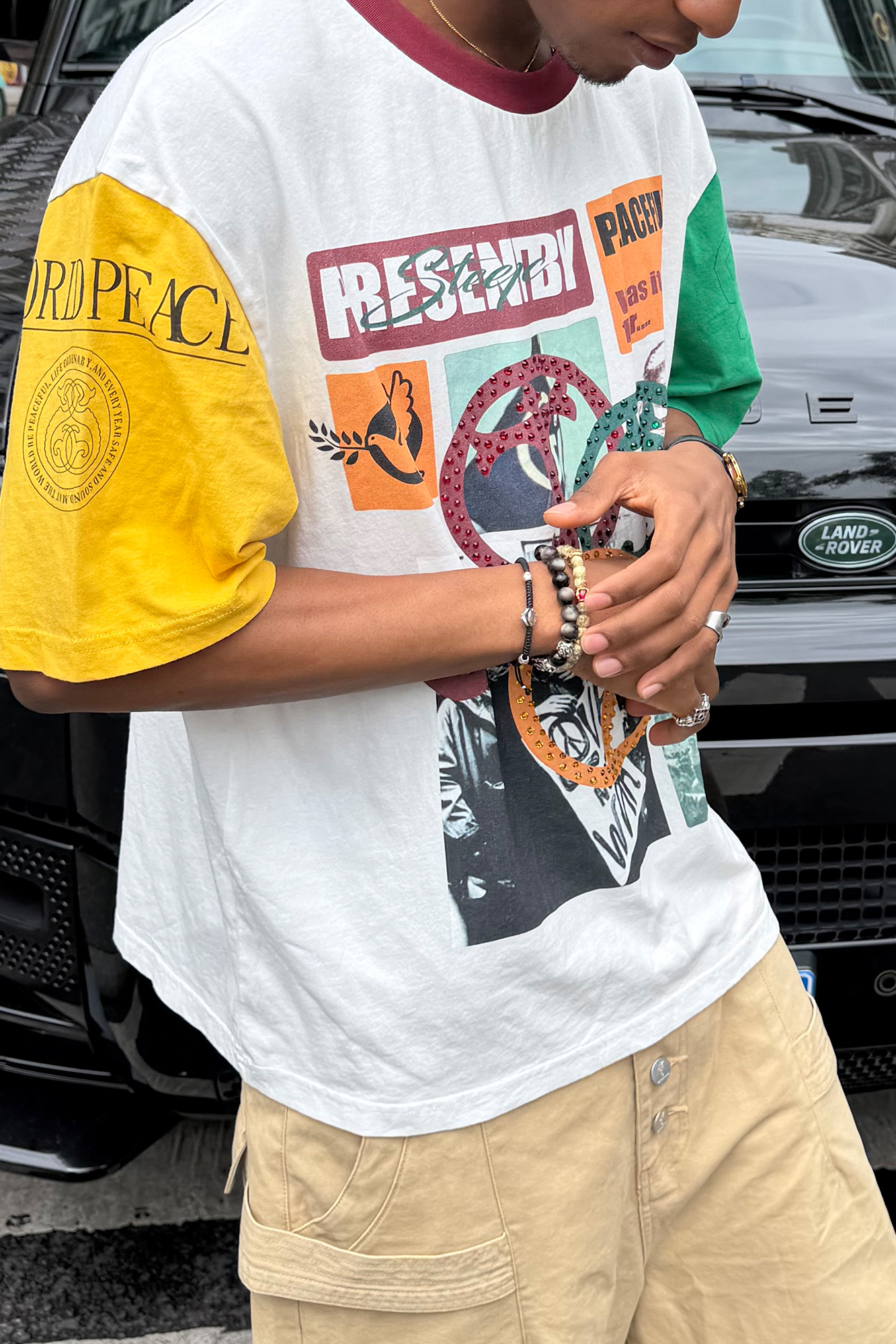 STEEPC Contrast Diamond Graphic T-Shirt