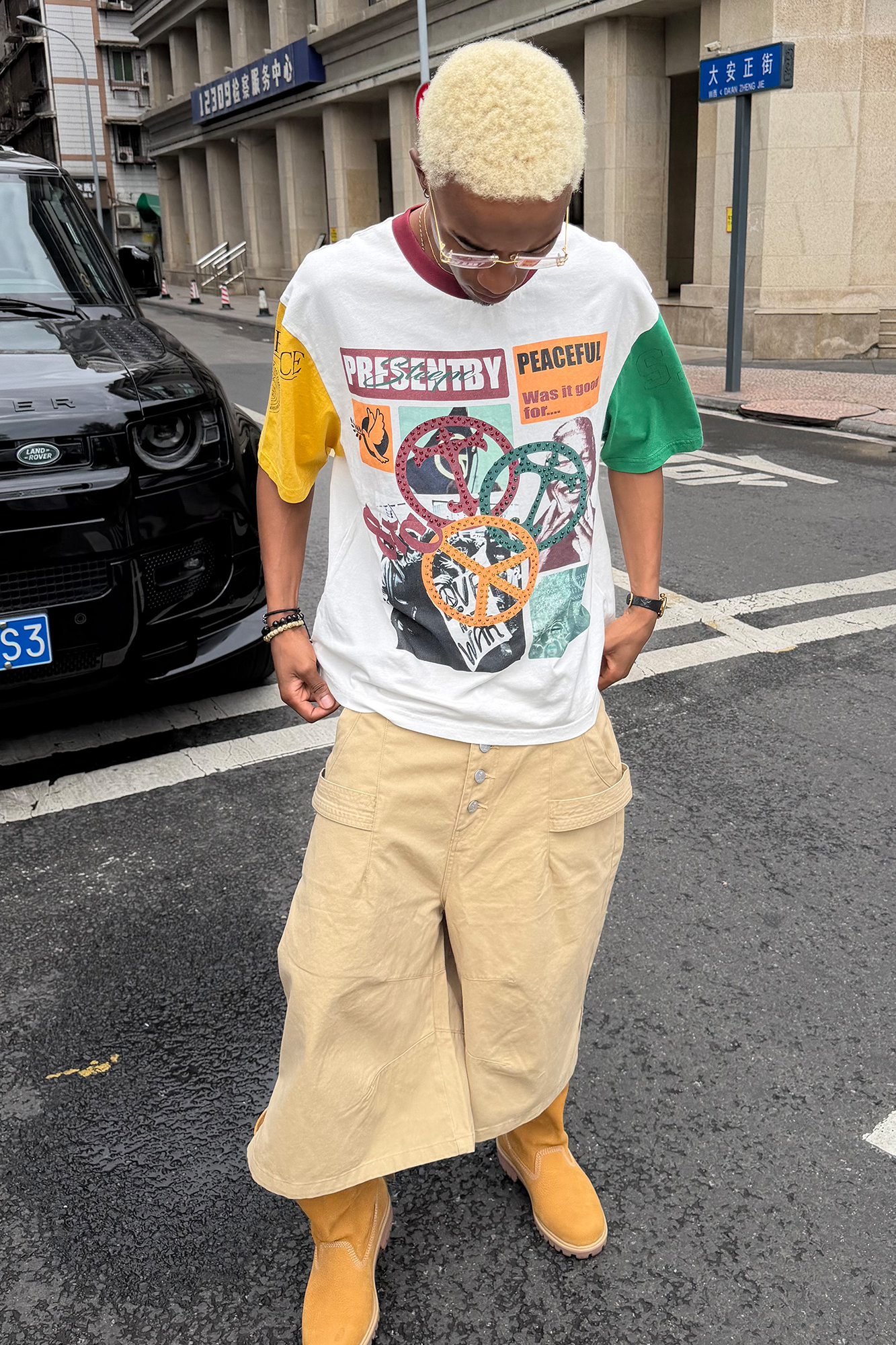 STEEPC Contrast Diamond Graphic T-Shirt