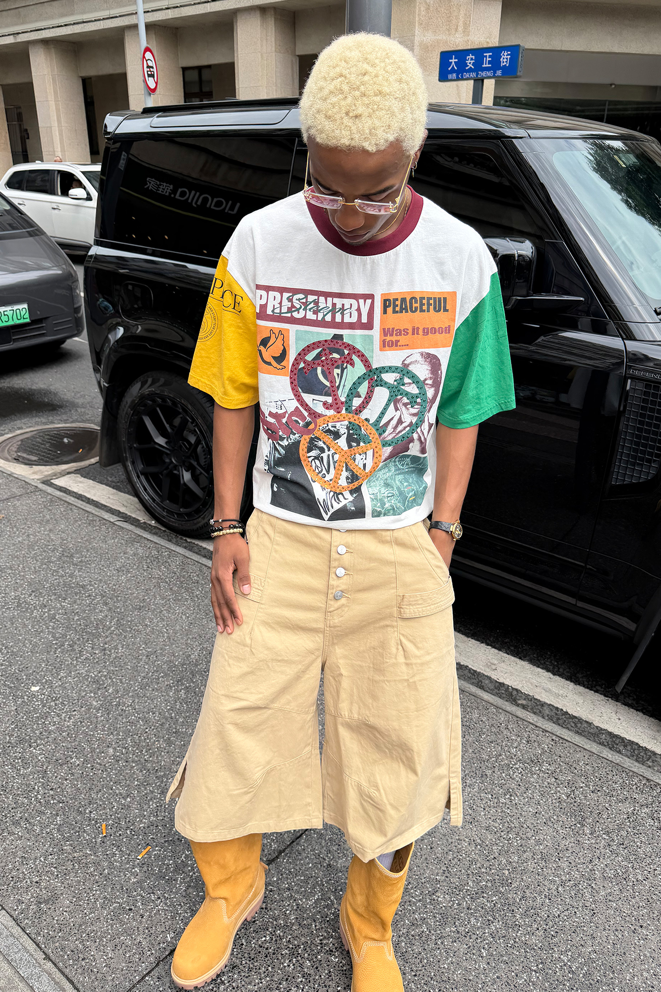 STEEPC Contrast Diamond Graphic T-Shirt