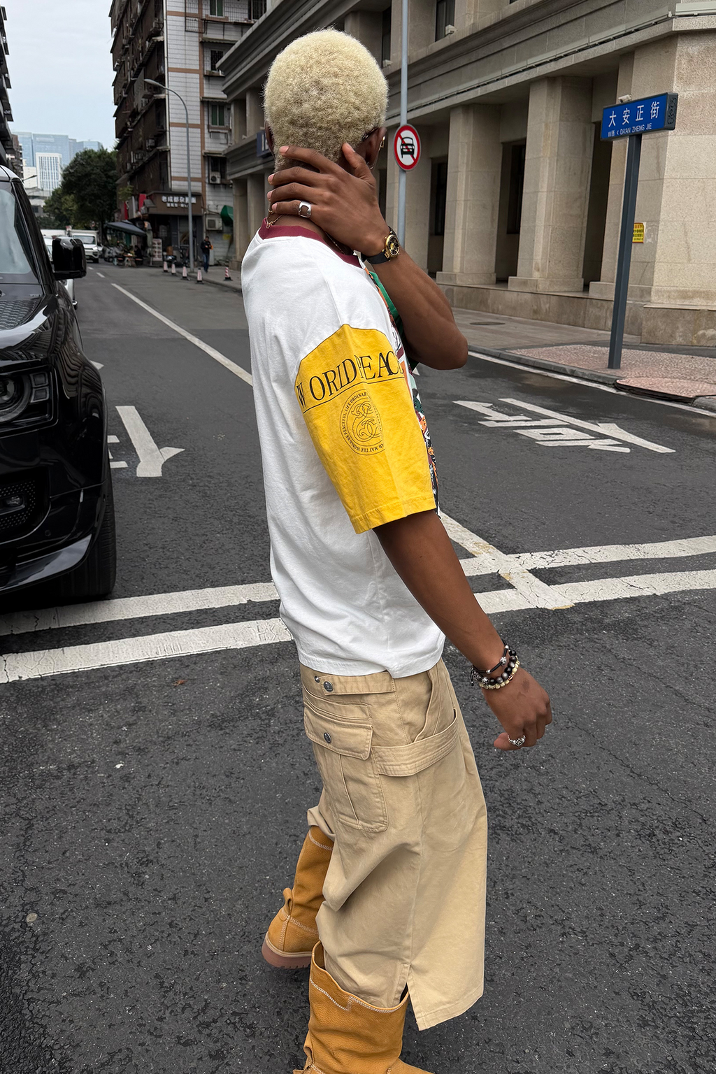 STEEPC Contrast Diamond Graphic T-Shirt