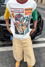 STEEPC Contrast Diamond Graphic T-Shirt