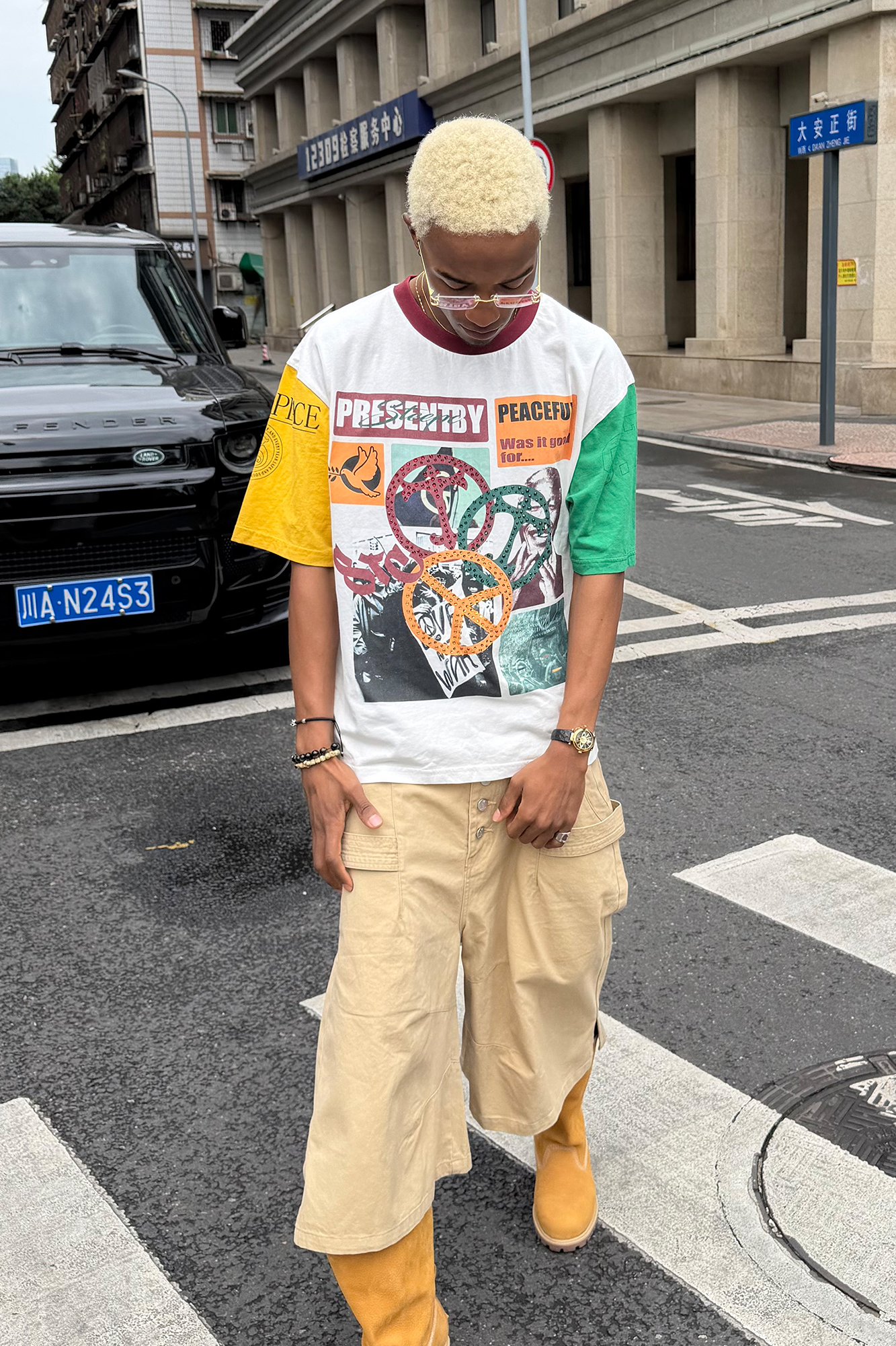 STEEPC Contrast Diamond Graphic T-Shirt