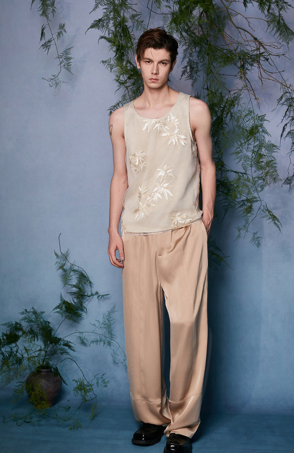 JIECHI Bamboo Embroidered Tank Top