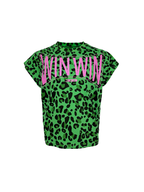 PCCVISION Contrast Leopard Crackled Foil Graphic T-Shirt