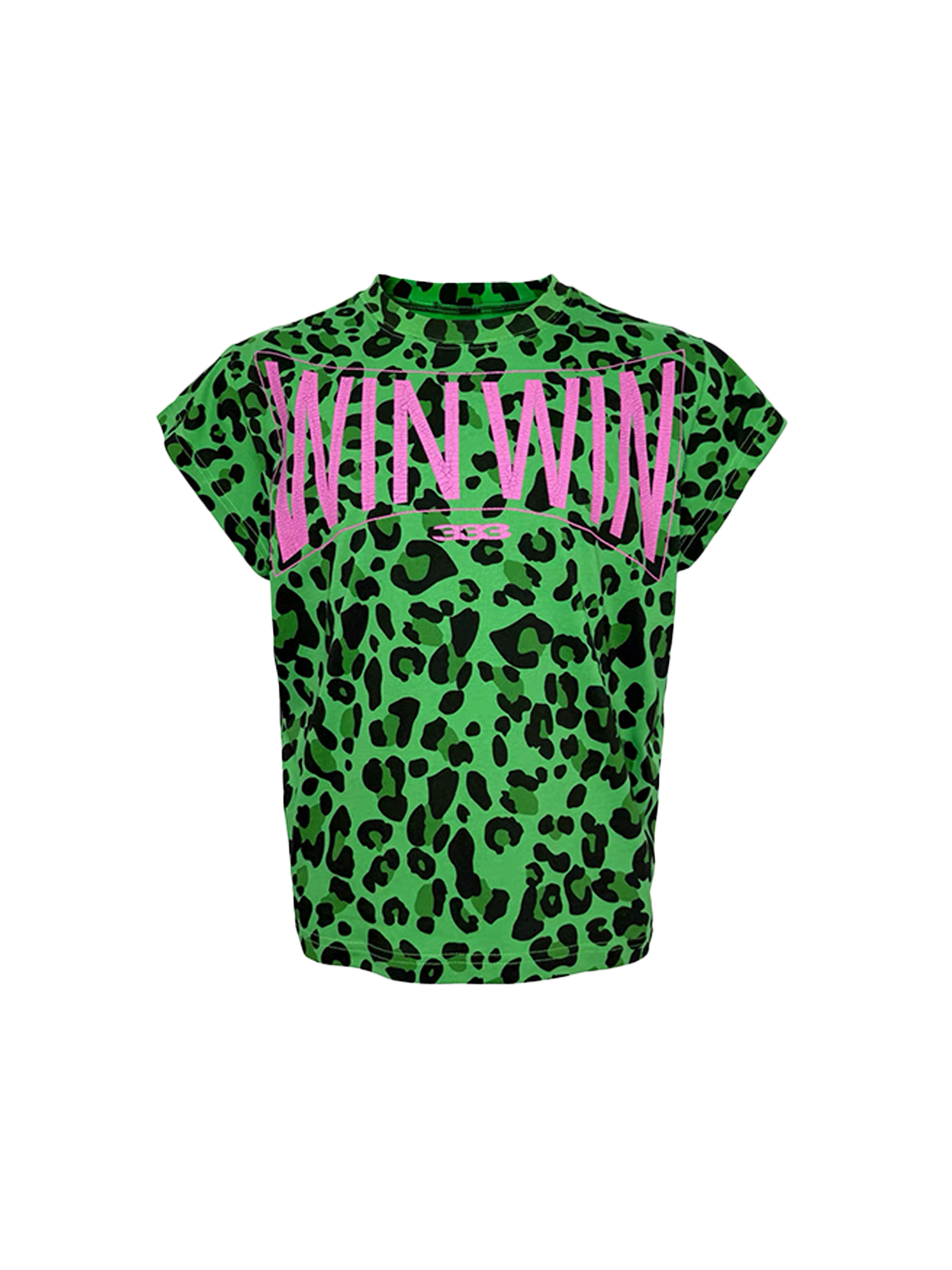 PCCVISION Contrast Leopard Crackled Foil Graphic T-Shirt