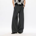 KREATE Classic Shadow Check Pleated Wide Trousers