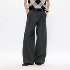 KREATE Classic Shadow Check Pleated Wide Trousers