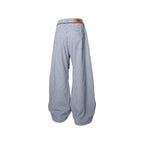 RELABEL Detachable Scarf Grid Pleated Pants