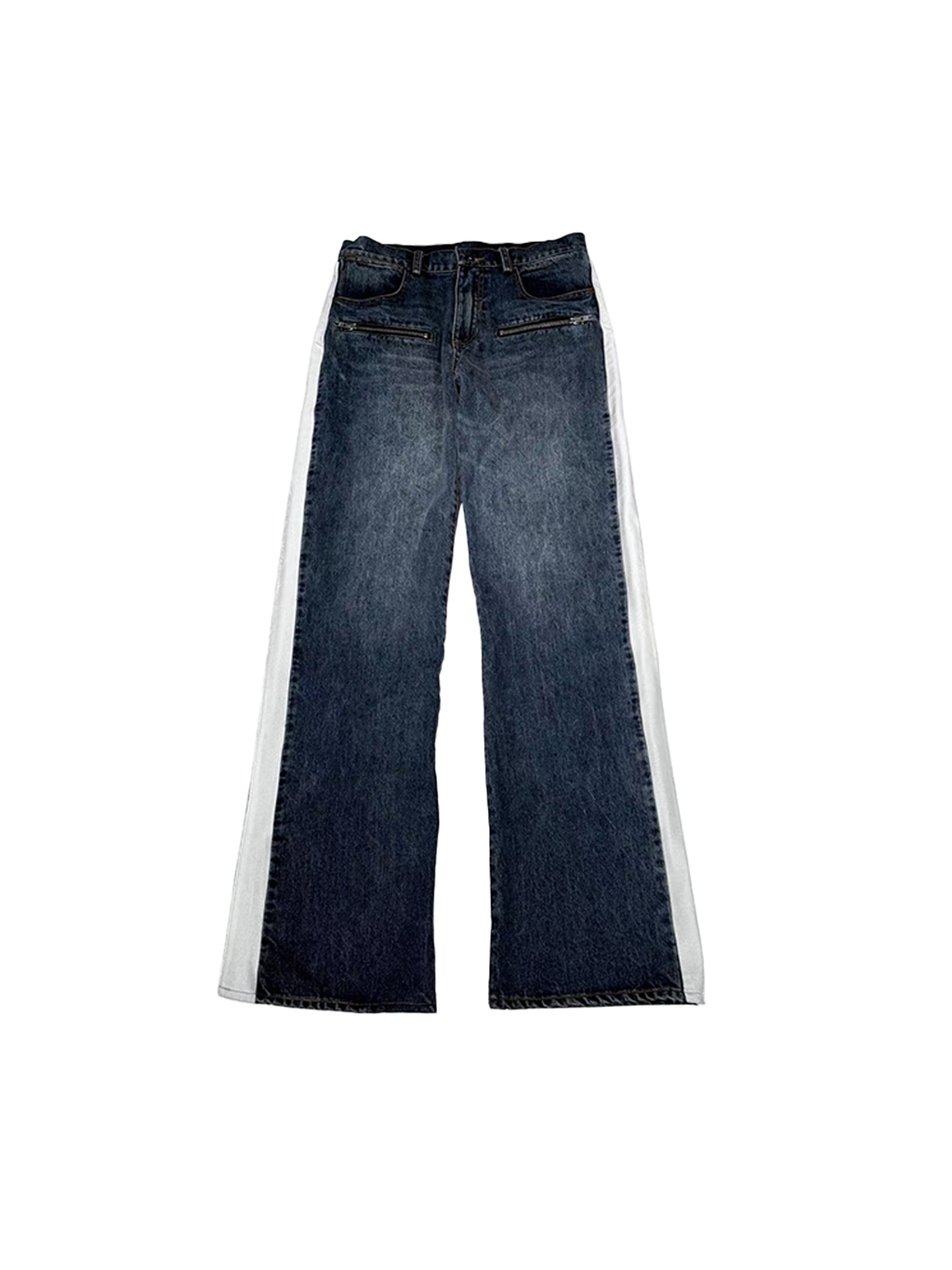 PCCVISION Contrast Side-Stripe Washed Jeans