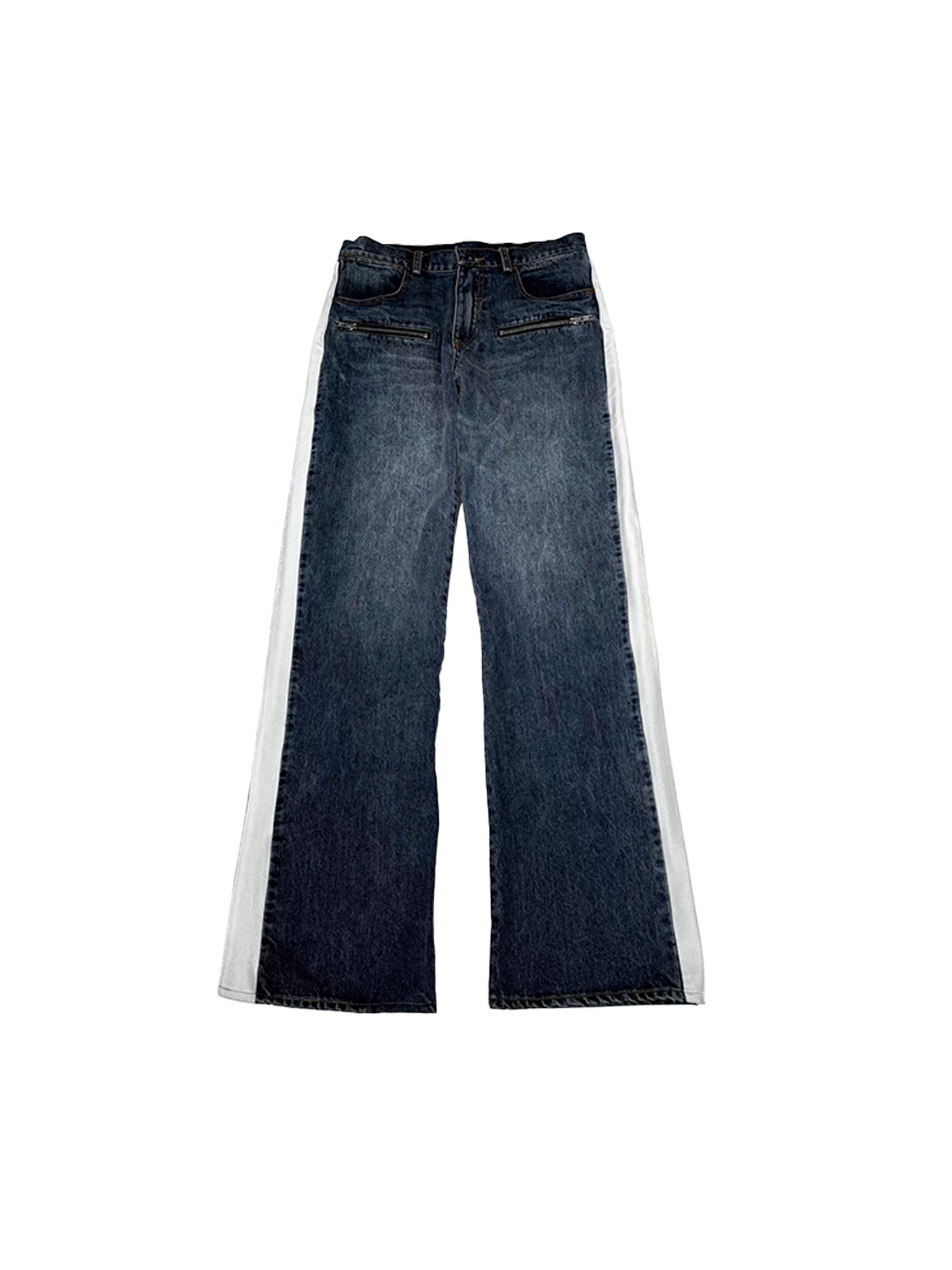 PCCVISION Contrast Side-Stripe Washed Jeans