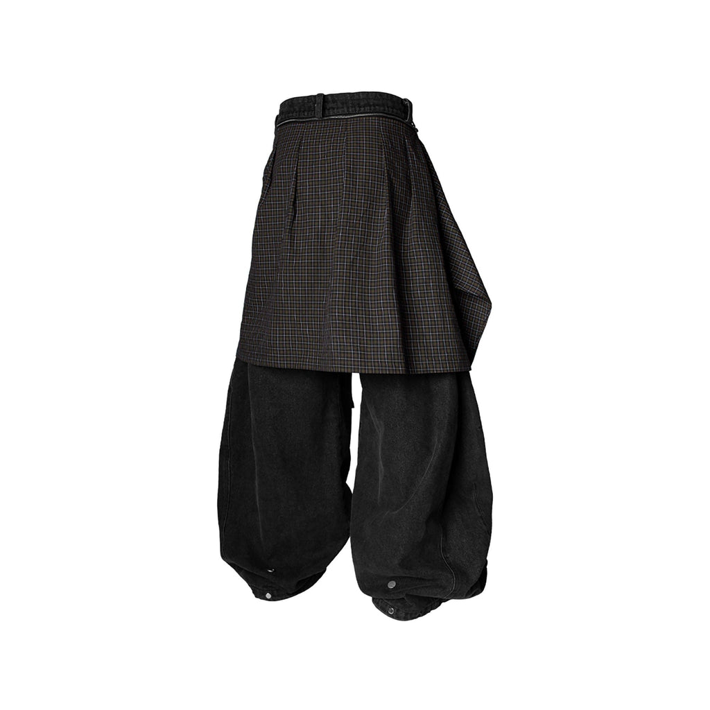 RELABEL Detachable Drape Drawstring Baggy Jeans Black