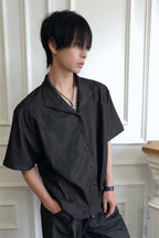 SSIN7 Satin Spliced V-Neck Half Shirt