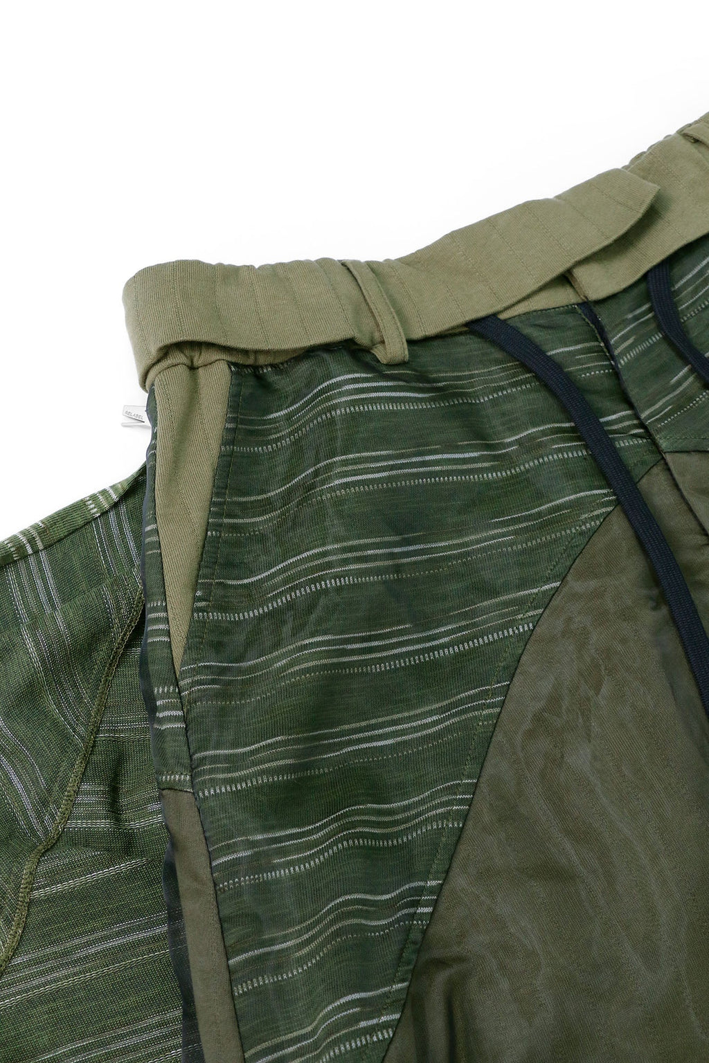 RELABEL Detachable Striped Drape Ruched Oversized Shorts Green