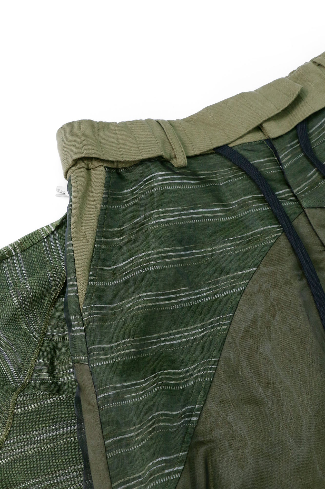 RELABEL Detachable Striped Drape Ruched Oversized Shorts Green