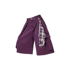 RELABEL Detachable Scarf Washed Multi-Pocket Wide-Leg Shorts