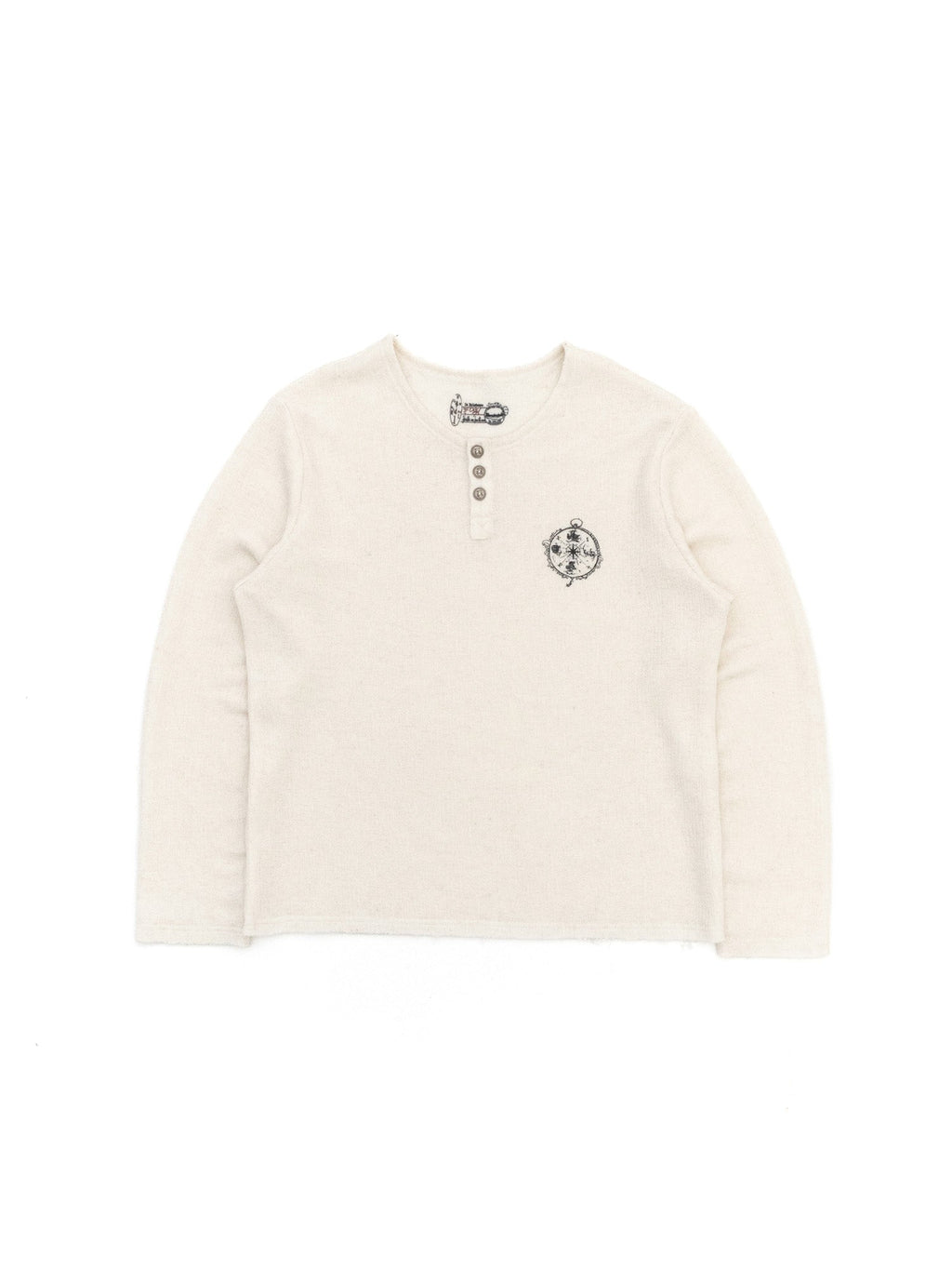 IN EXISTENCE Raw Hem Henley Long-Sleeve Tee