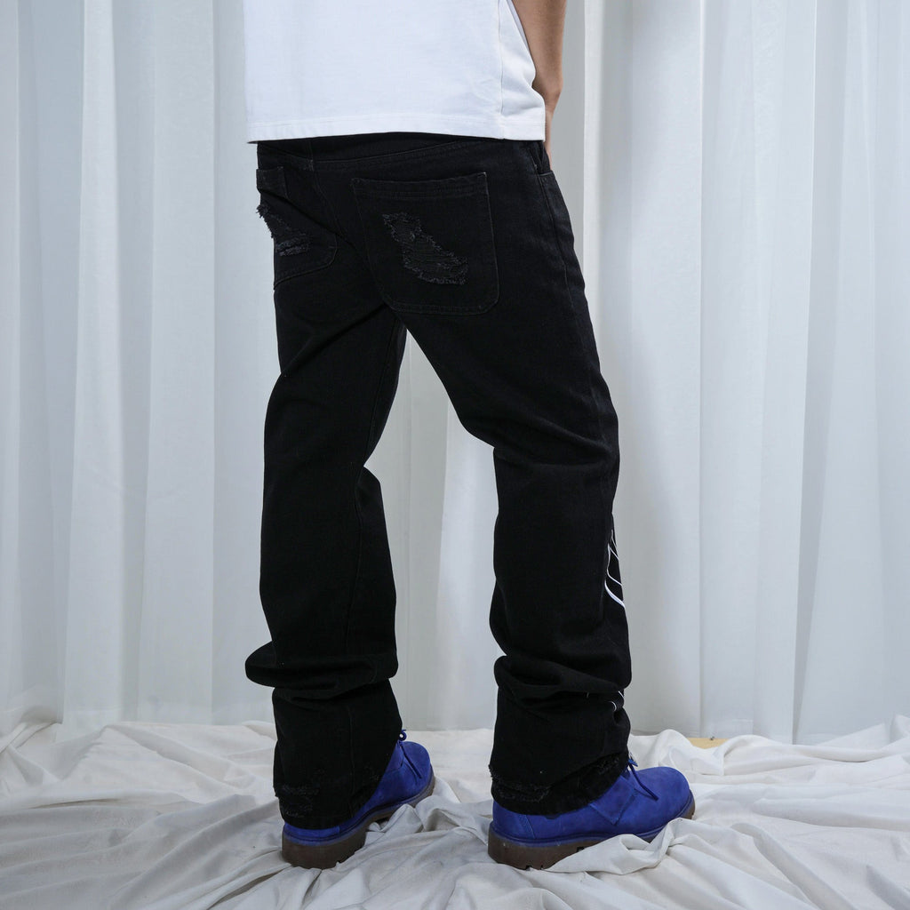 VINKID Double-Waist Script Graphic Jeans