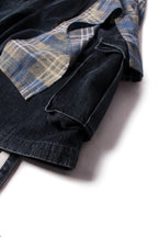 RELABEL Detachable Plaid Drape Denim Shorts