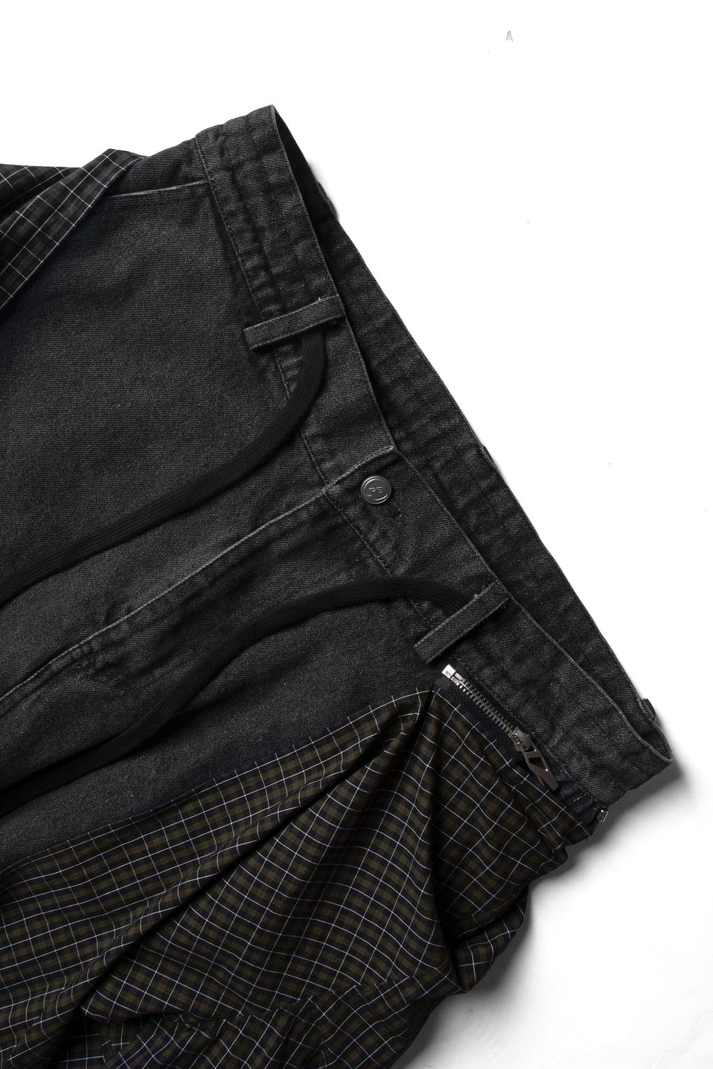 RELABEL Detachable Drape Drawstring Baggy Jeans Black