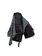 RELABEL Detachable Plaid Drape Oversized Denim Shorts