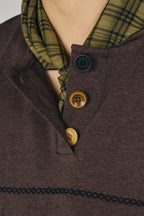 GONGHE REPUB Retro Chain Embroidered Henley T-Shirt