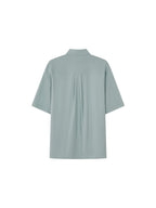 OPICLOTH Retro Pintuck Ruffle Modal Blend Half Shirt
