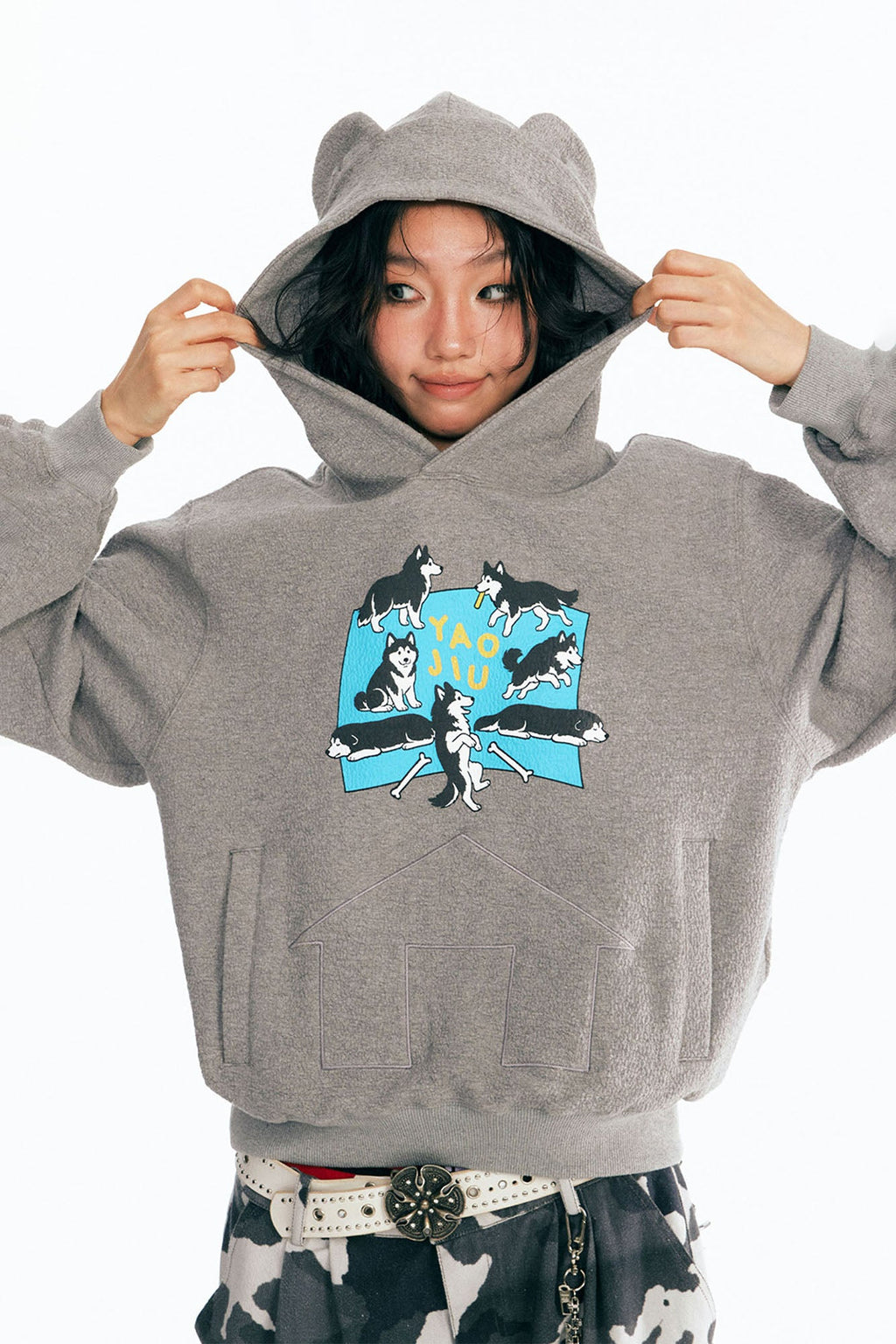 1997 POSTOFFICE Puppy Paradise Graphic Oversized Hoodie