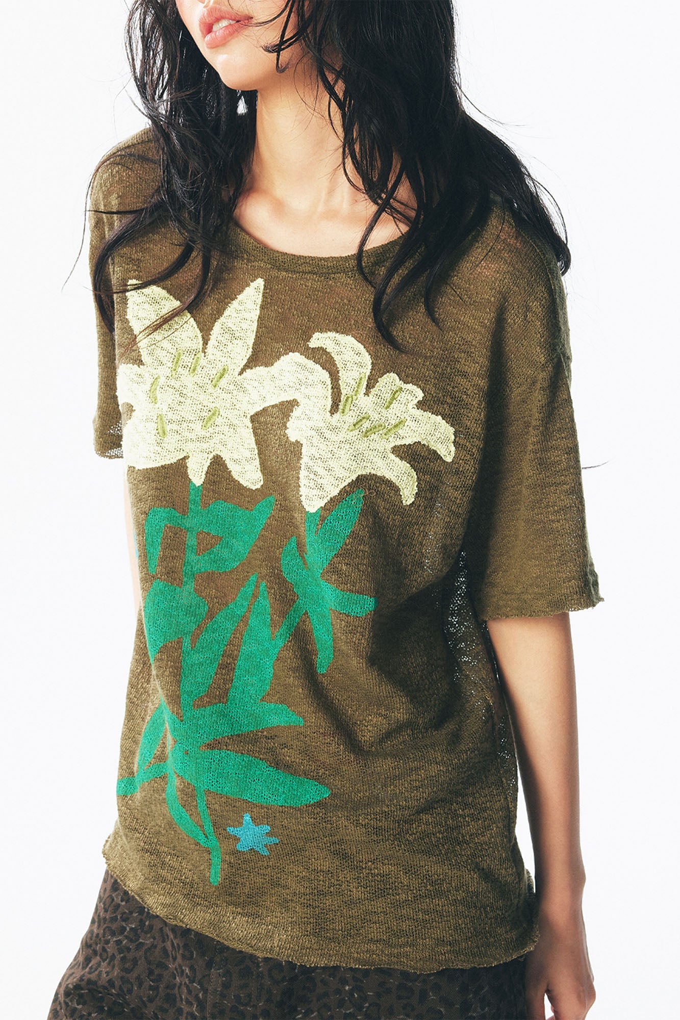 1997 POSTOFFICE Distressed Sheer Lily Flower Tee