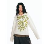 1997 POSTOFFICE Sesame Leaf Embroidered V-Neck Hoodie