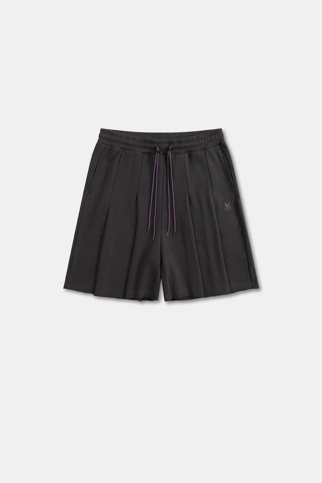 UNLIMITED MOTE Multi-Pleated Drawstring Raw-Hem Shorts