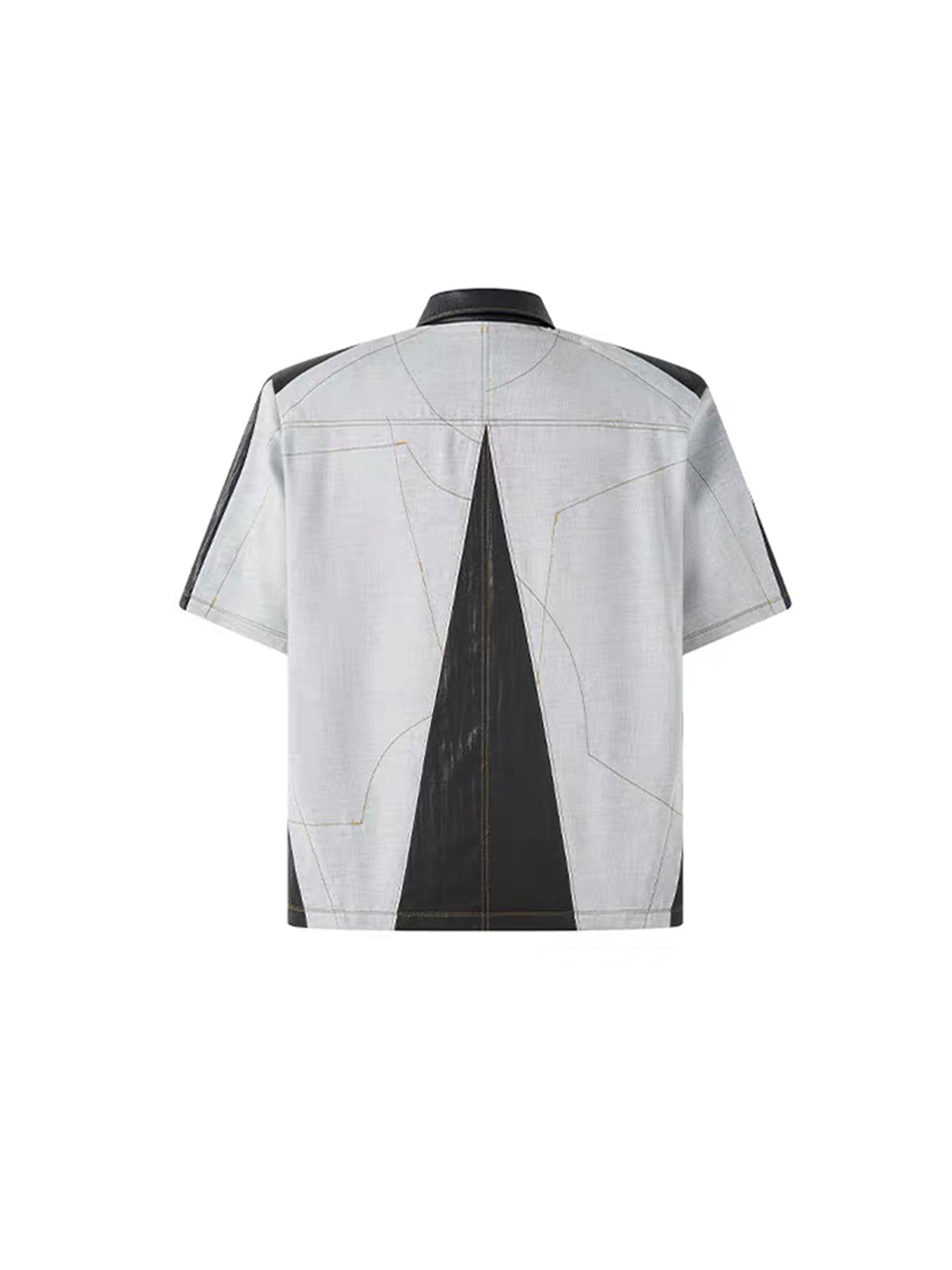 TIWILLTANG Contrast Stitch Paneled Zip-Up Half Shirt