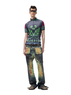 CYCYCY Iridescent Croc Full-Print Slim Flared Jeans
