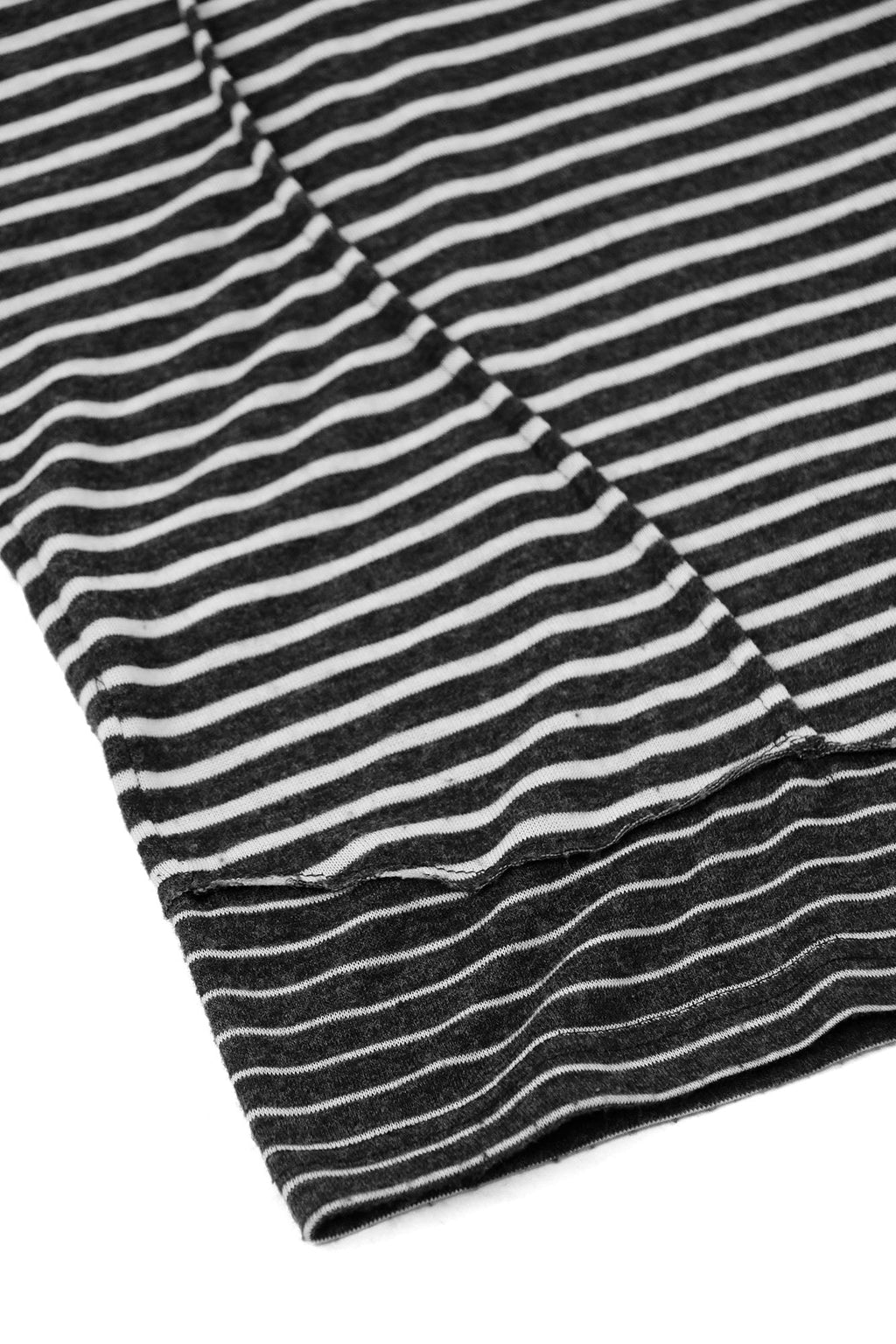 RELABEL Striped Pleated Henley Long-Sleeve Tee