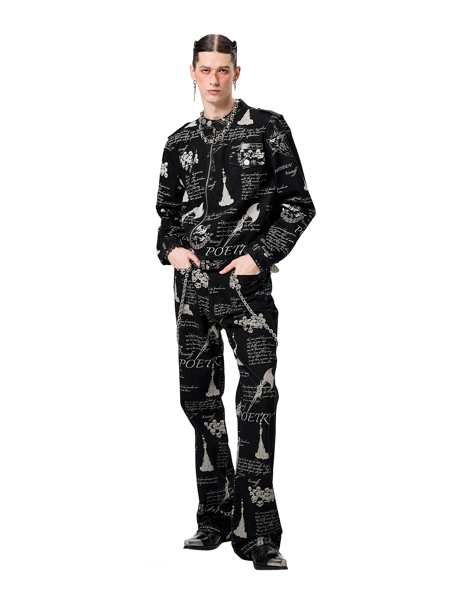 CYCYCY Punk Washed Graffiti Jeans