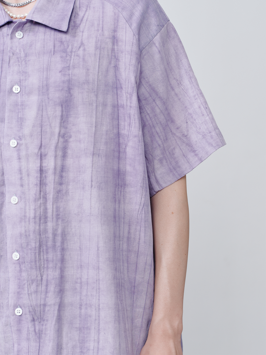 GRAINMUSTARD Crinkled Linen-Cotton Half Shirt
