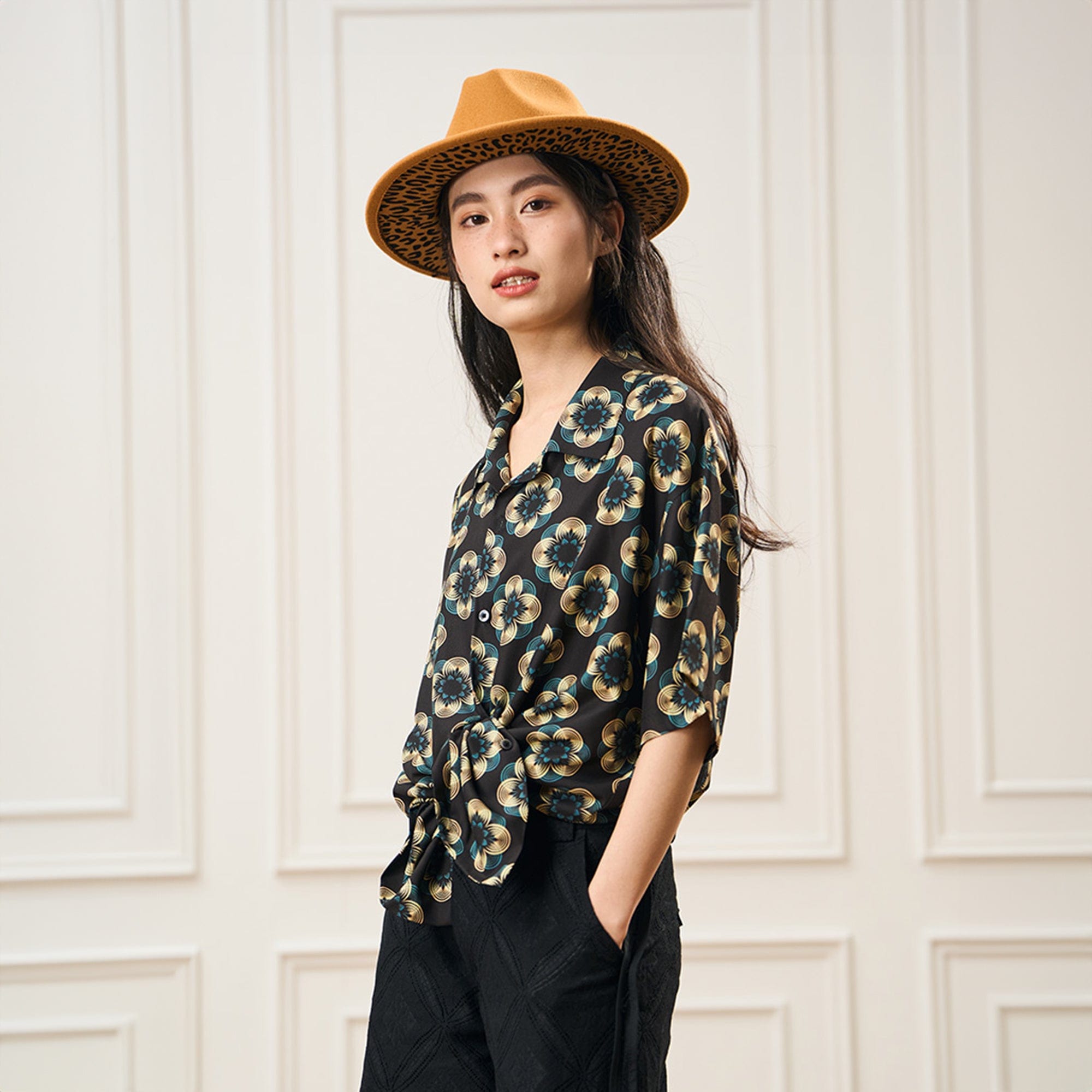 EPIC POETRY Geometric Floral Cuban Shirt