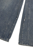RELABEL Washed Studded Panel Oversized Jeans Blue