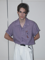 ASSEEN Linen Glasses Pocket Half Shirt