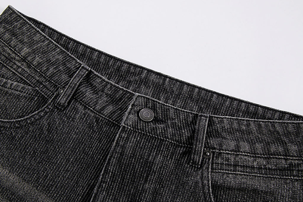 F2CE Retro Corduroy Logo Embroidery Straight-Leg Jeans
