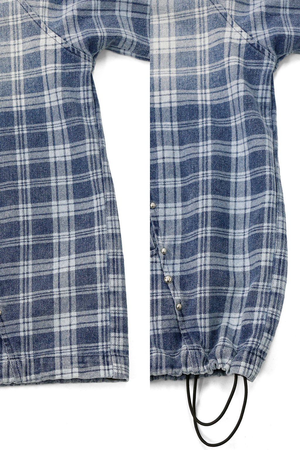 RELABEL Plaid Rivet Paneled Faded Hoodie