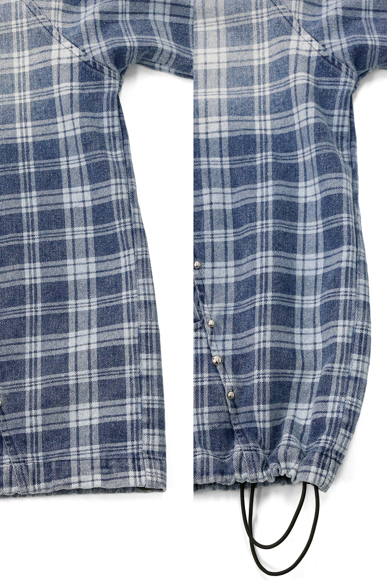 RELABEL Plaid Rivet Paneled Faded Hoodie