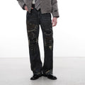 FACEONLAB Distressed Heavy Ripped Flared Jeans